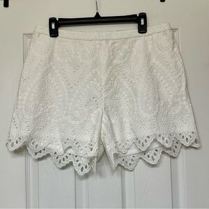 Trina Turk White High Waist Lace Shorts